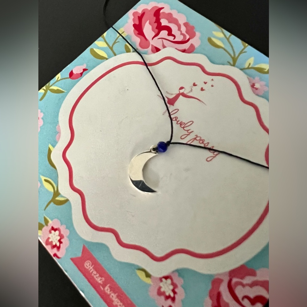 925 sterling silver moon charm on a thread necklace